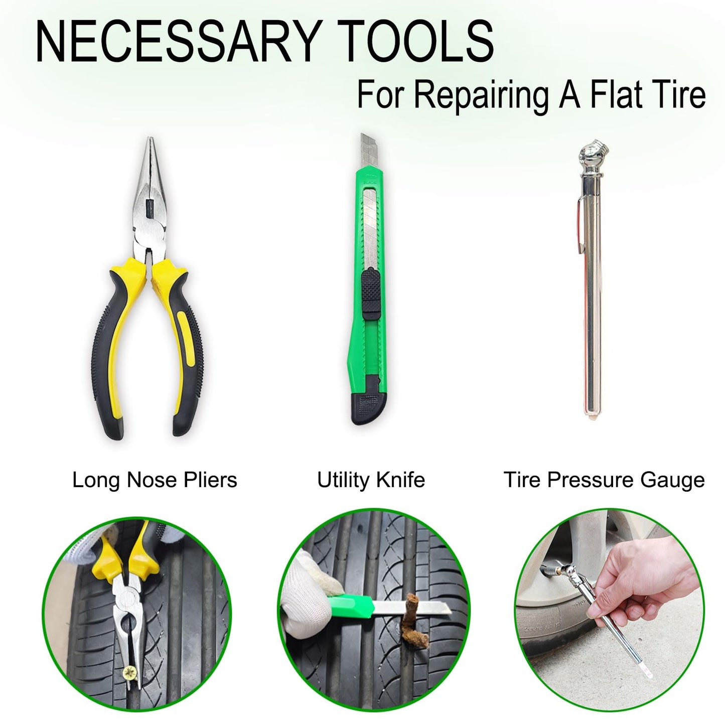 HolaKit 22PCS Tire Repair Kit: Plugs, T-Handle, Valve Tool for Cars, ATVs, SUVs.