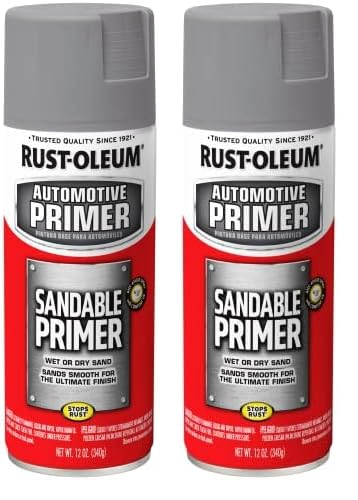 Rust-Oleum Automotive Sandable Primer Spray, 12 oz, White