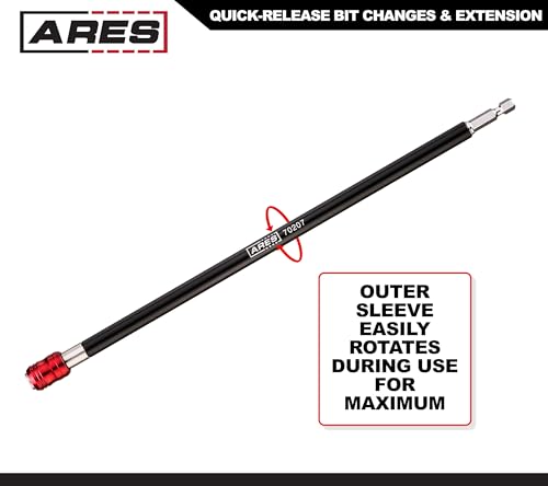 ARES 70207 12-Inch Quick Release Drill Extension Bit Holder - Premium Chrome Vanadium Steel, Magnetic Locking Design, Ideal for Hard-to-Reach Areas