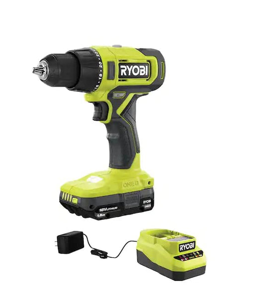 RYOBI ONE+ 18V Cordless 1/2 in. Drill/Driver Kit with 1.5 Ah Battery and Charger