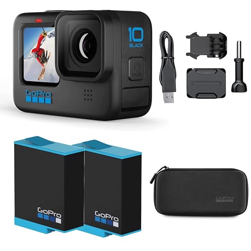 GoPro HERO10 Black Action Camera Bundle with Extra Batteries, Tripod, and Extreme Sport Kit - Capture Every Adventure in Stunning Detail