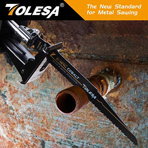 TOLESA 12-Inch Metal & Wood Demolition Reciprocating Saw Blades - 5 Pack, 8+10 TPI for Cutting Steel Pipes, Drywall, Chipboard, Fiberglass, and Composite Materials