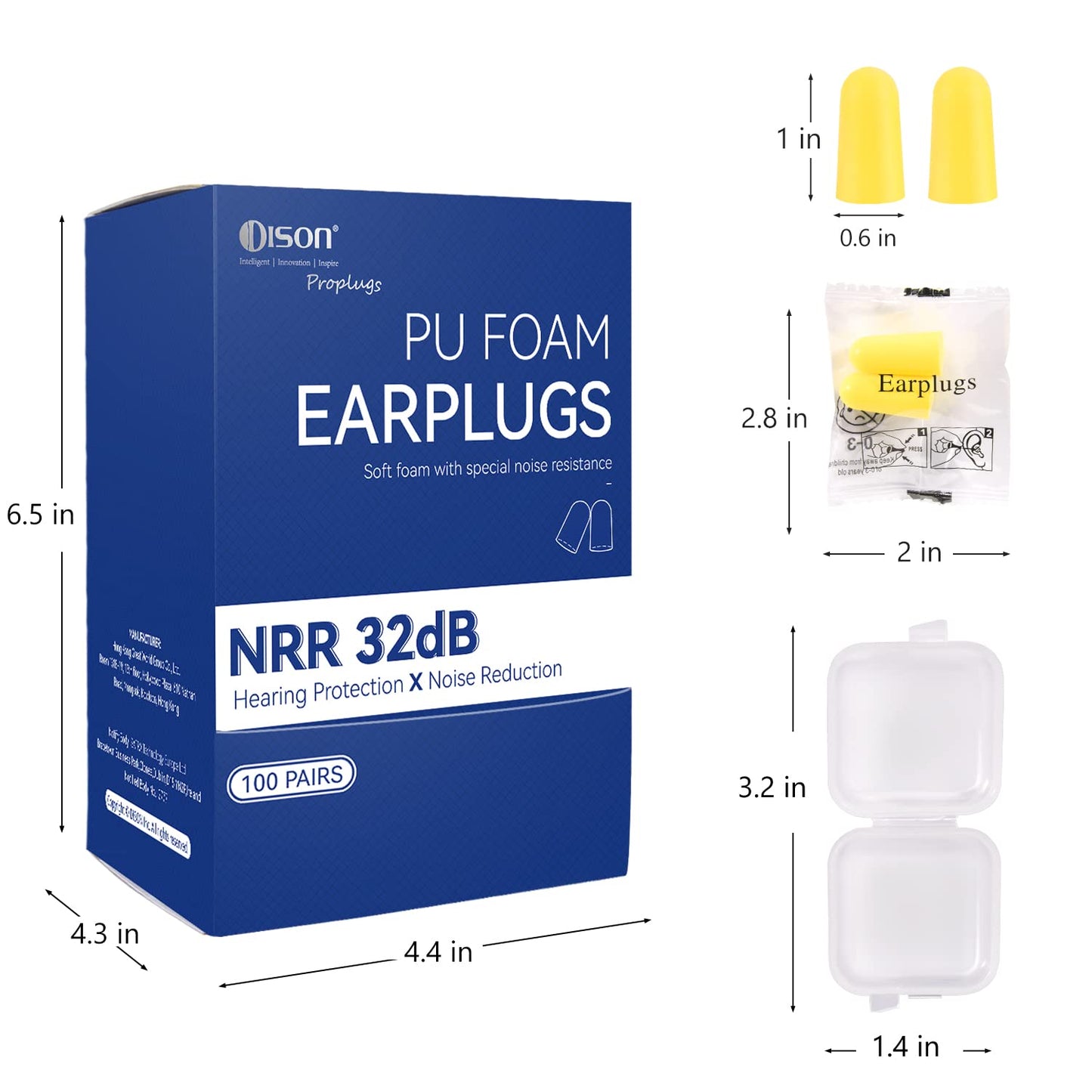 200 Pairs Foam Earplugs - 32dB Noise Reduction for Work, Travel & More