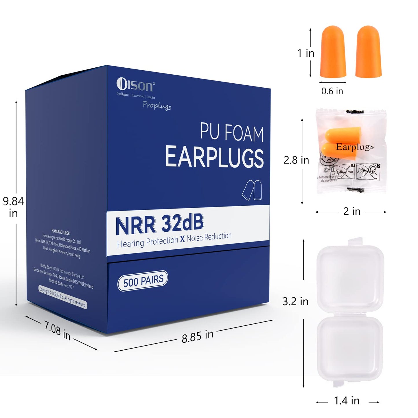 200 Pairs Foam Earplugs - 32dB Noise Reduction for Work, Travel & More