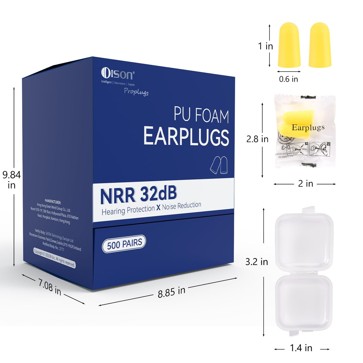 200 Pairs Foam Earplugs - 32dB Noise Reduction for Work, Travel & More