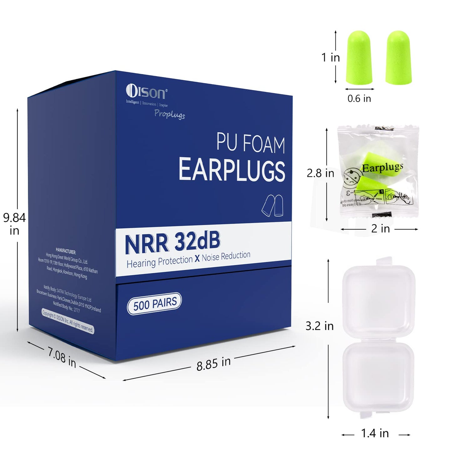 200 Pairs Foam Earplugs - 32dB Noise Reduction for Work, Travel & More