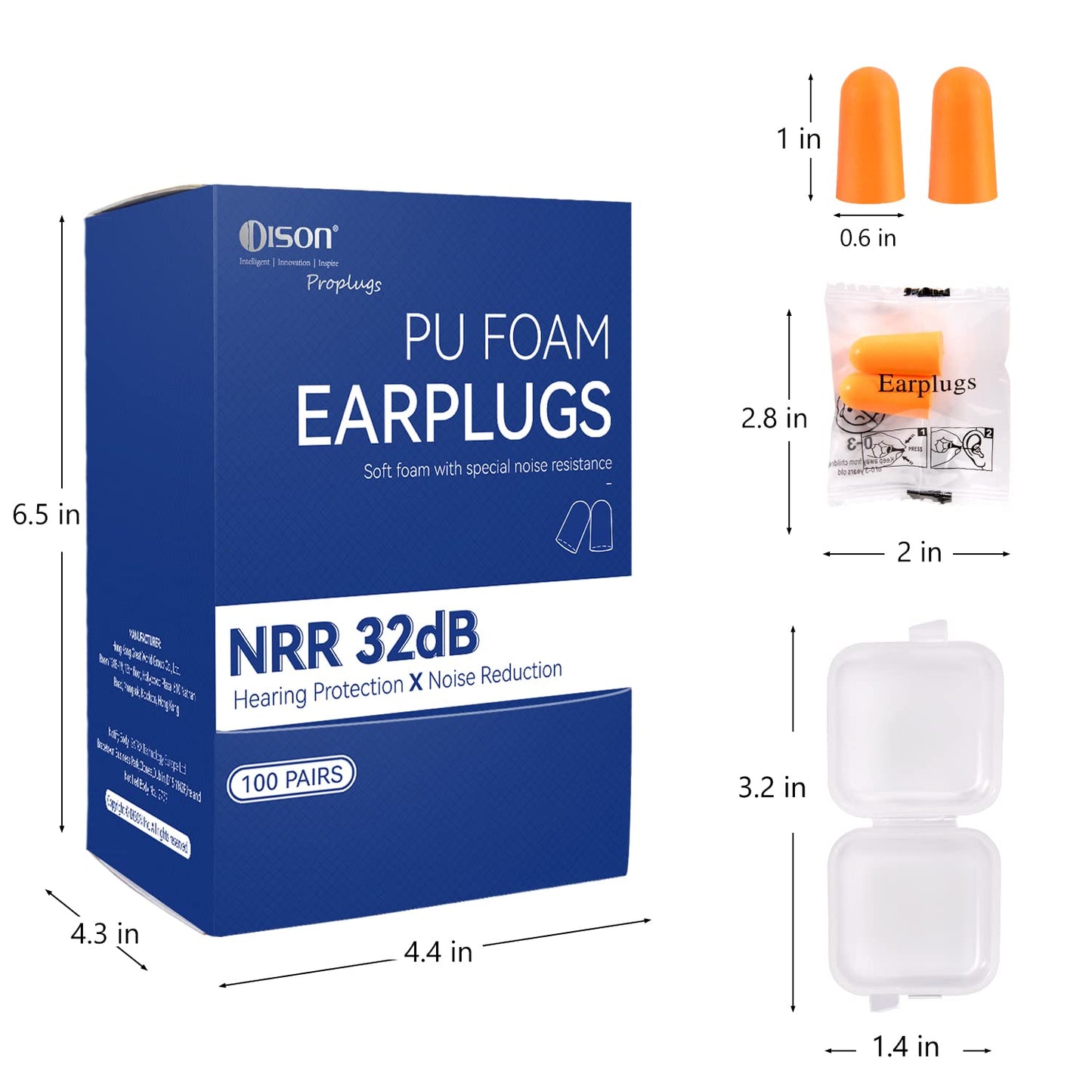 200 Pairs Foam Earplugs - 32dB Noise Reduction for Work, Travel & More