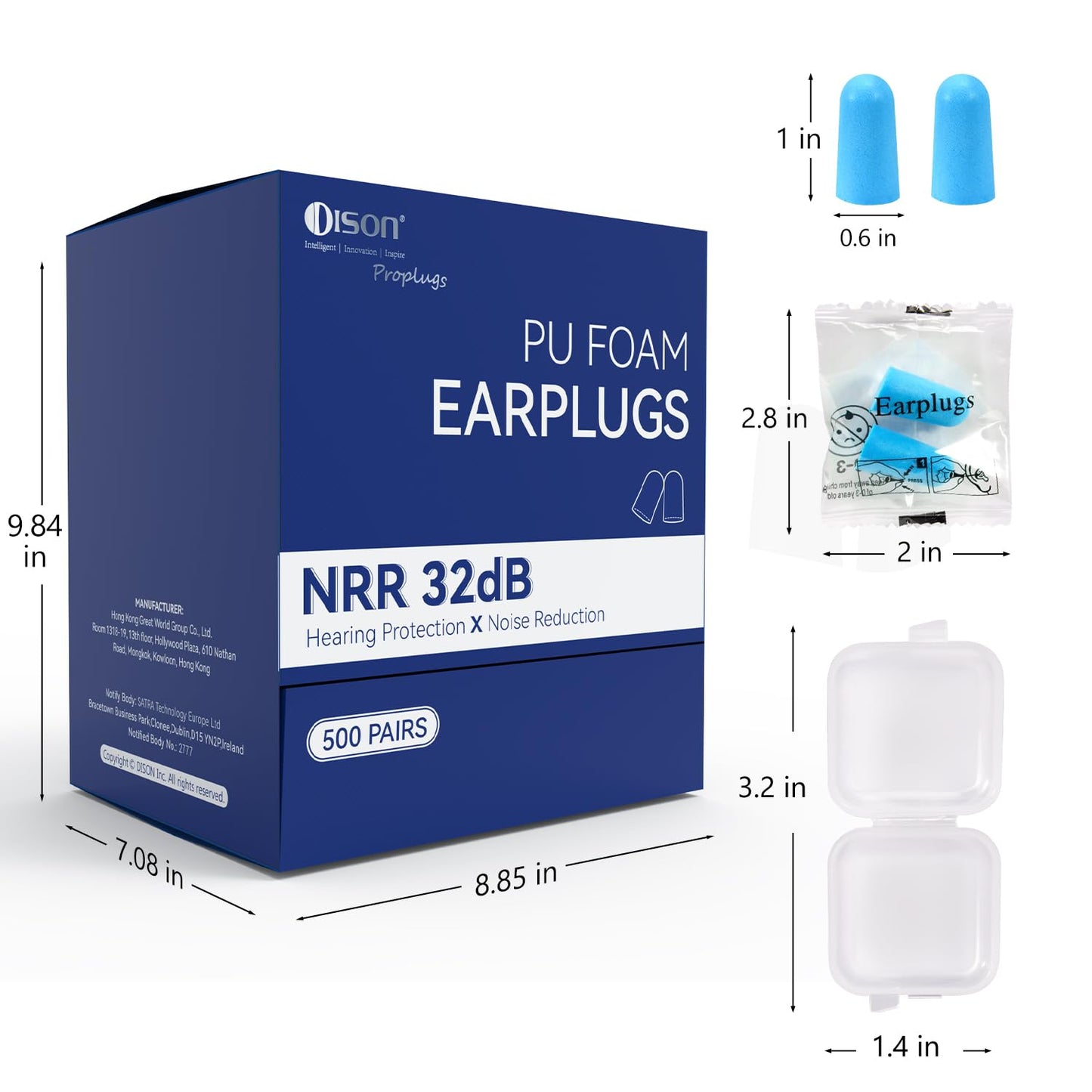 200 Pairs Foam Earplugs - 32dB Noise Reduction for Work, Travel & More