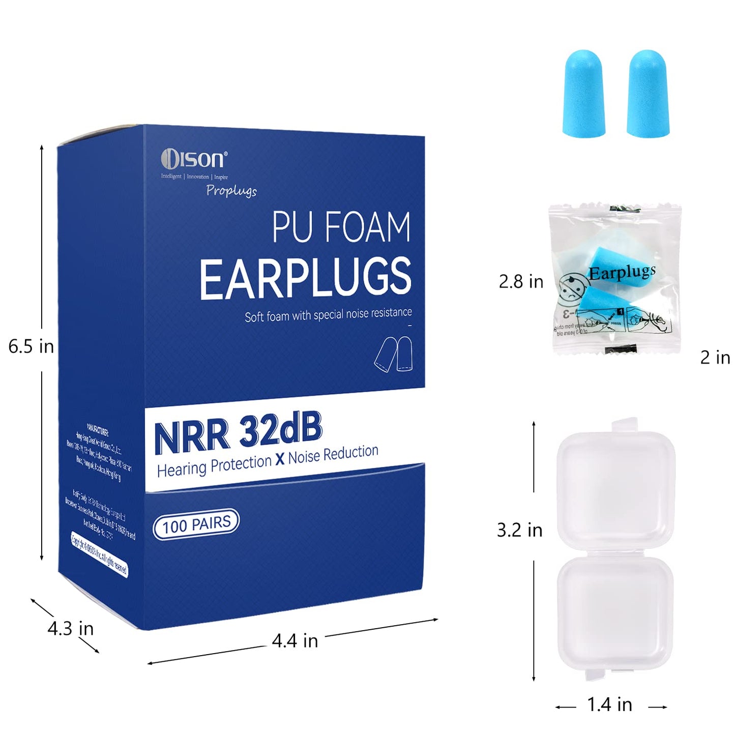 200 Pairs Foam Earplugs - 32dB Noise Reduction for Work, Travel & More