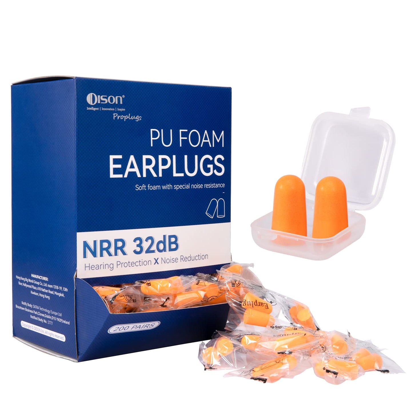 200 Pairs Foam Earplugs - 32dB Noise Reduction for Work, Travel & More