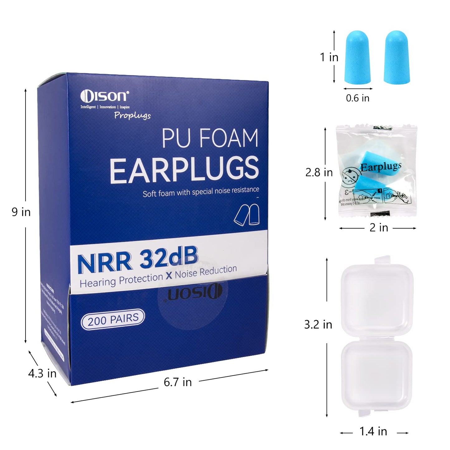 200 Pairs Foam Earplugs - 32dB Noise Reduction for Work, Travel & More