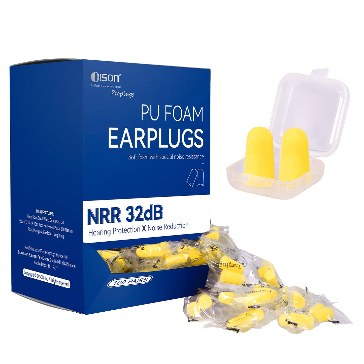 200 Pairs Foam Earplugs - 32dB Noise Reduction for Work, Travel & More