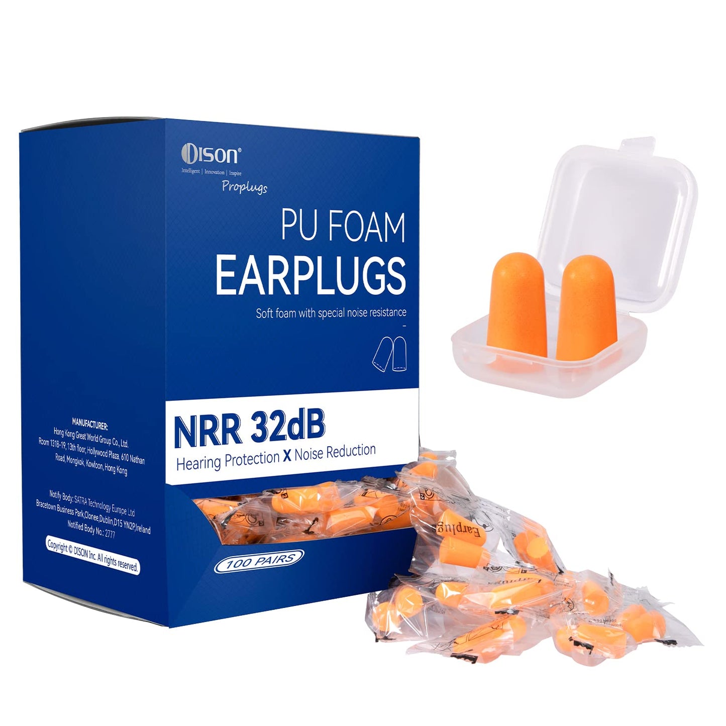 200 Pairs Foam Earplugs - 32dB Noise Reduction for Work, Travel & More