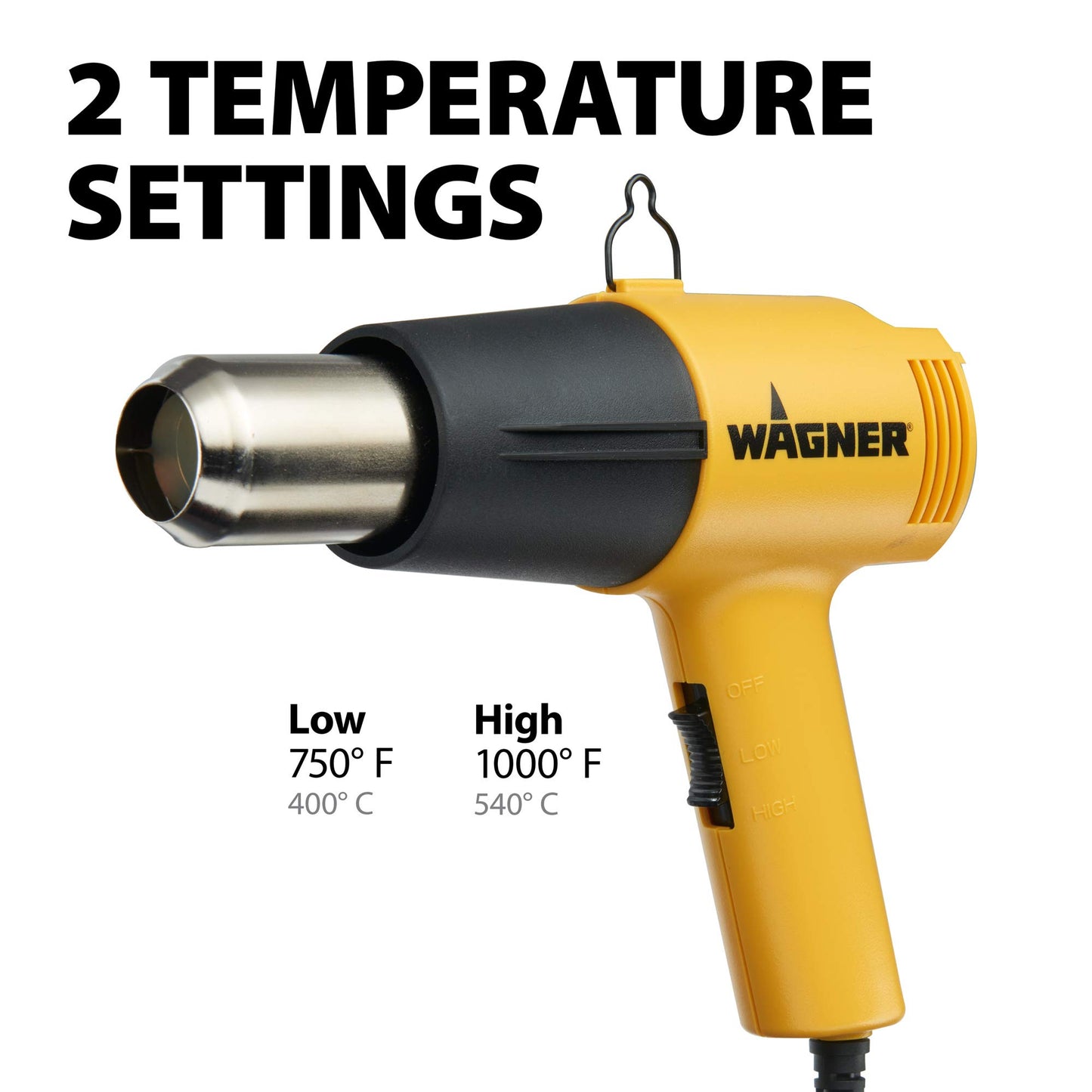 Wagner HT1000 Heat Gun: 2 Temp Settings, Ideal for Paint, Adhesive, & Rust Removal