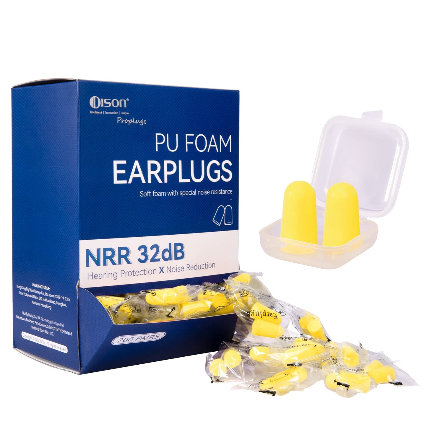 200 Pairs Foam Earplugs - 32dB Noise Reduction for Work, Travel & More