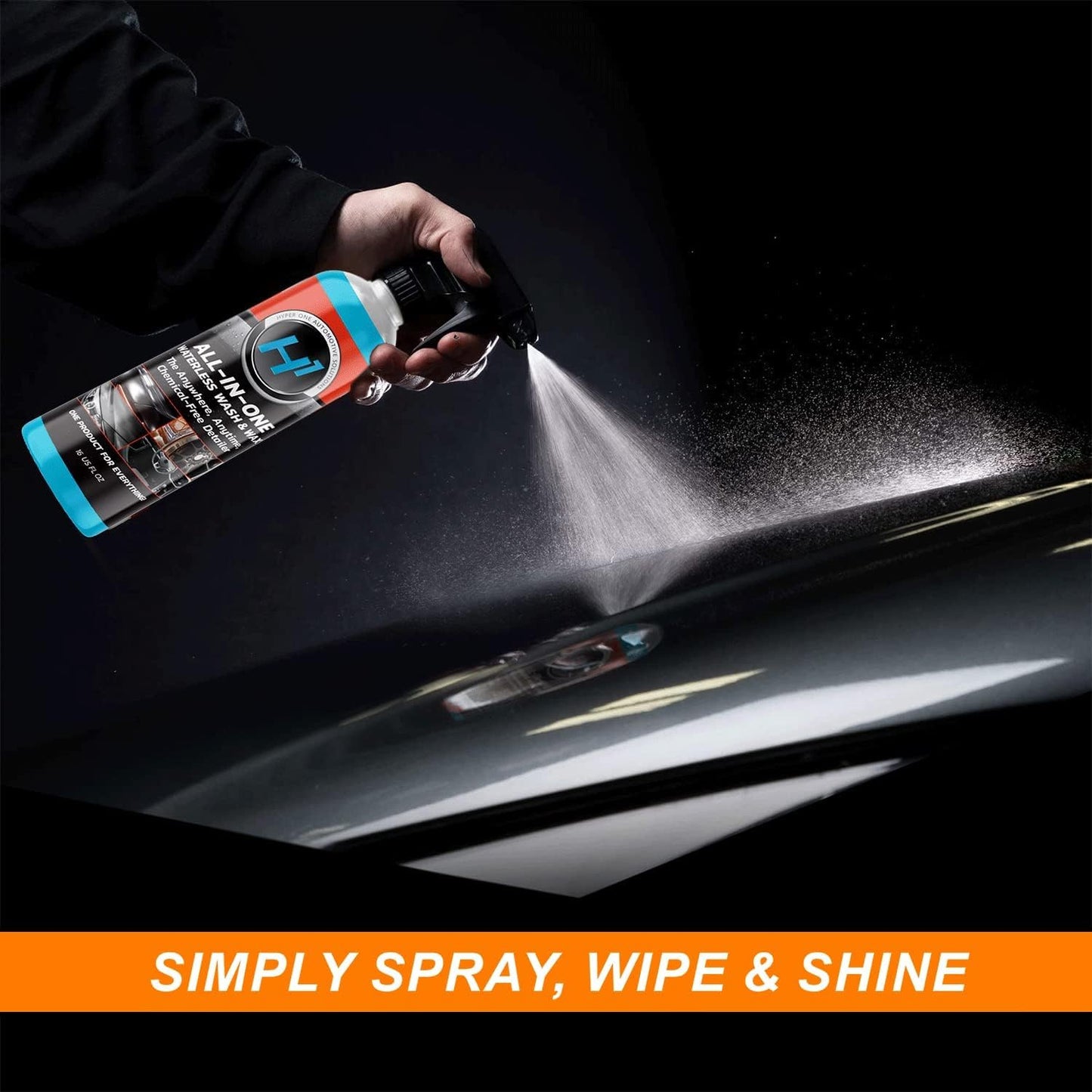 Hyper One Waterless Car Wash & Wax – High Gloss Detailer with UV Protection for Cars, RVs, & Motorcycles