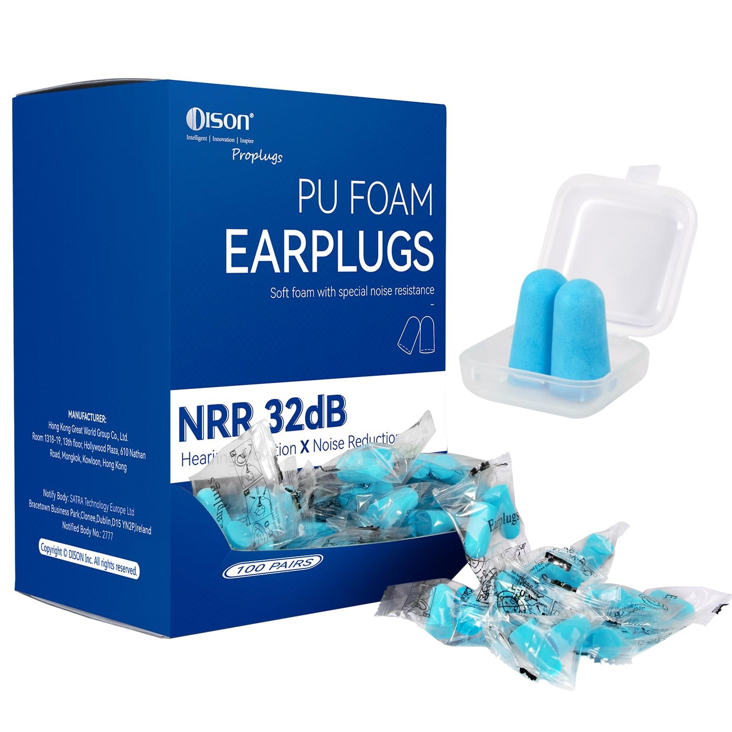 200 Pairs Foam Earplugs - 32dB Noise Reduction for Work, Travel & More