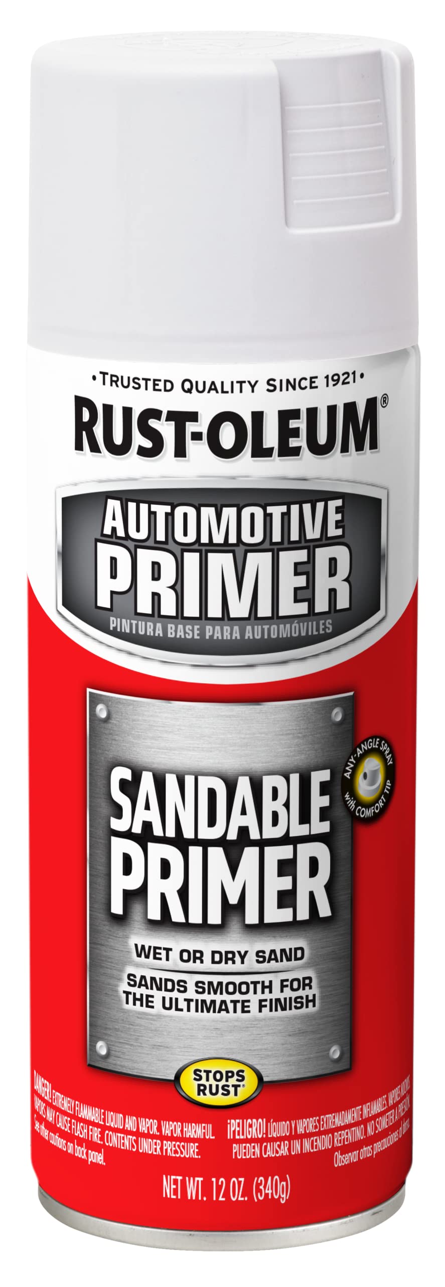 Rust-Oleum Automotive Sandable Primer Spray, 12 oz, White