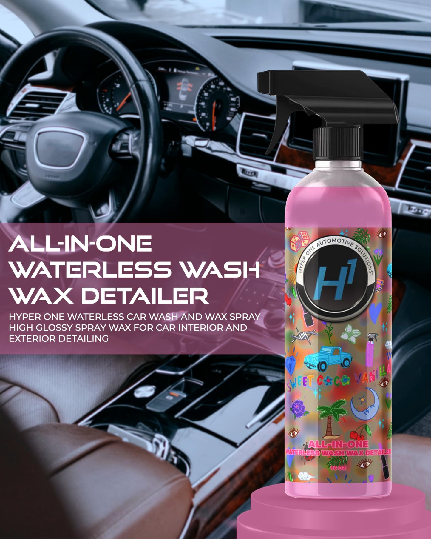 Hyper One Waterless Car Wash & Wax – High Gloss Detailer with UV Protection for Cars, RVs, & Motorcycles