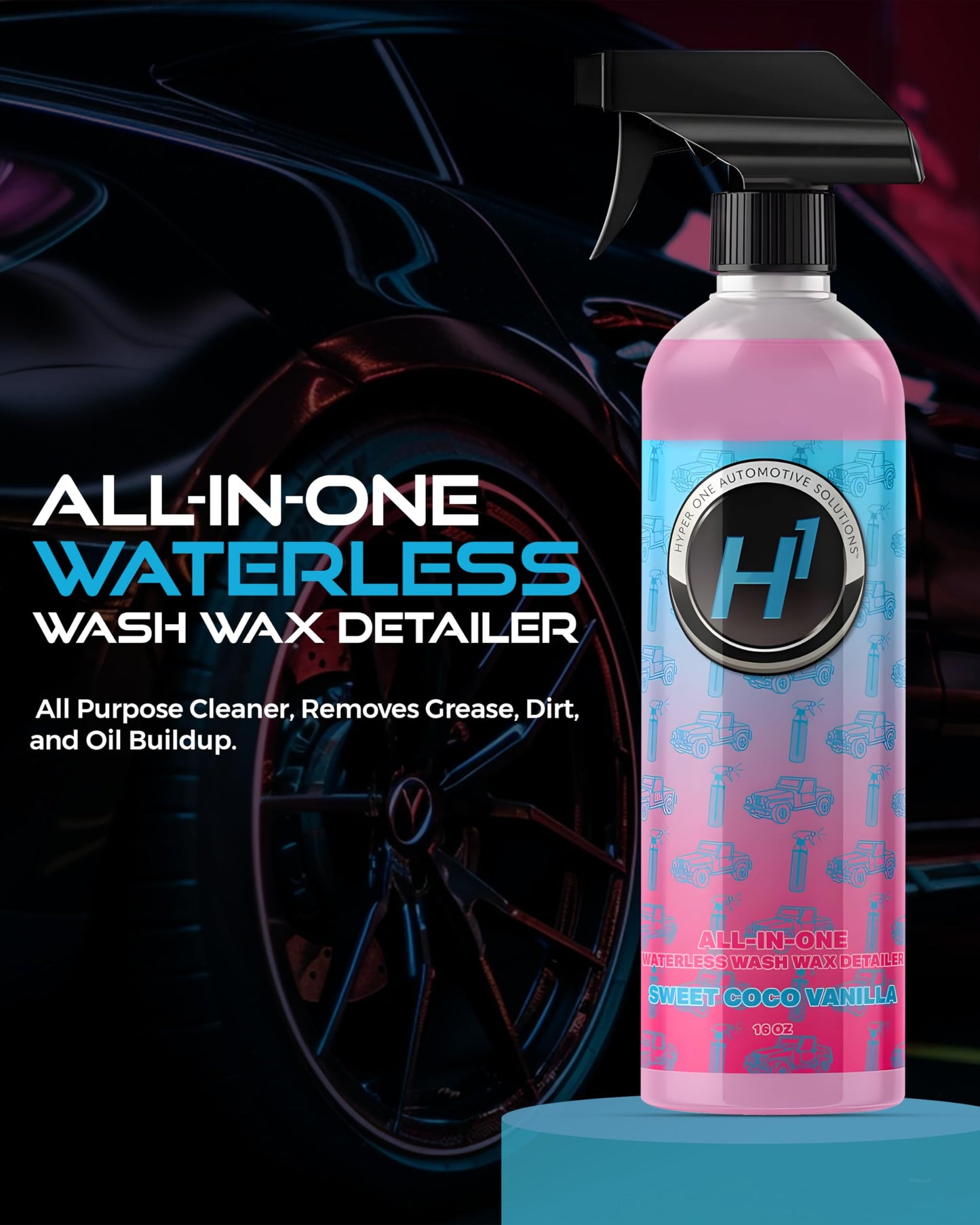 Hyper One Waterless Car Wash & Wax – High Gloss Detailer with UV Protection for Cars, RVs, & Motorcycles