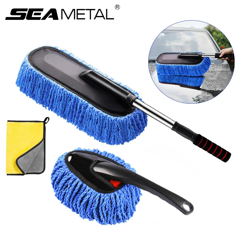 Car Washing Microfiber Mop | Scalable Handle Dust Remover Wax Brush Car Cleaning Kit