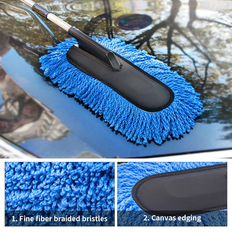 Car Washing Microfiber Mop | Scalable Handle Dust Remover Wax Brush Car Cleaning Kit