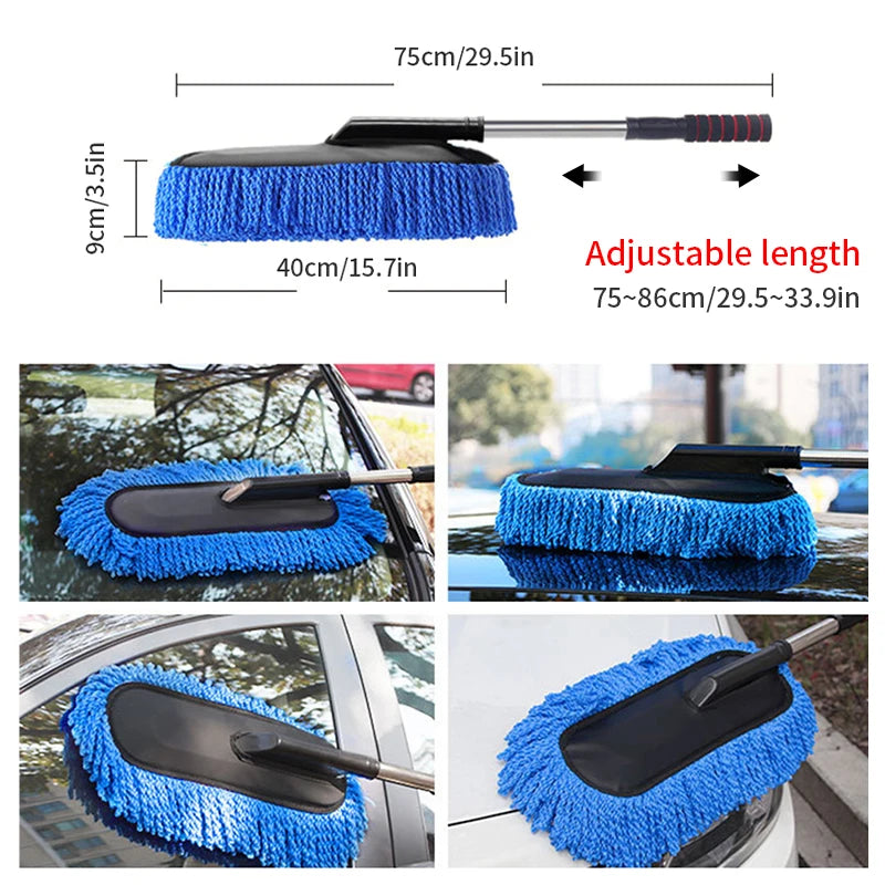 Car Washing Microfiber Mop | Scalable Handle Dust Remover Wax Brush Car Cleaning Kit